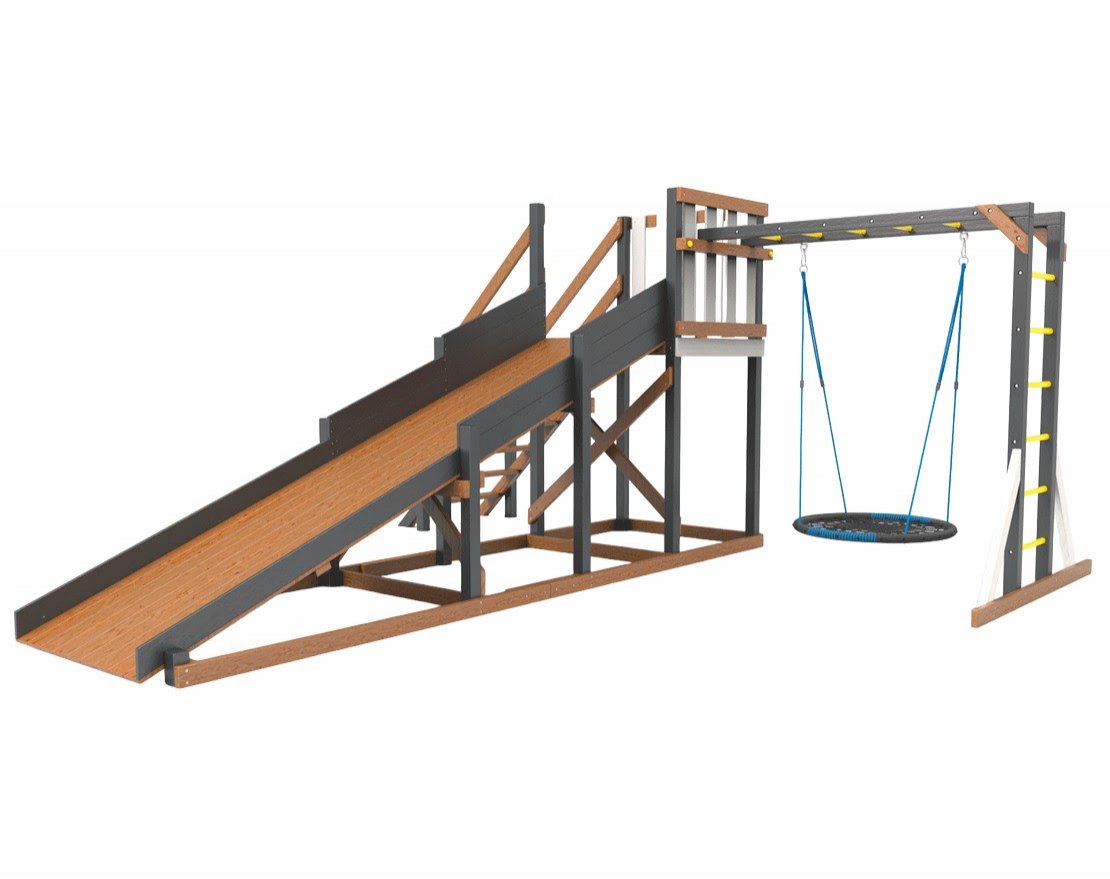 Деревянная зимняя горка Сорбет Мята №2 с рукоходом и гнездом